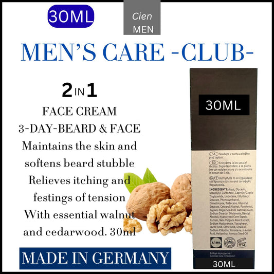 Men's Care Club - 2in1 Face and Beard Cream -30ML- GERMANY.