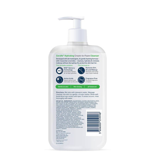 Foam cleanser bottle with label on a white background