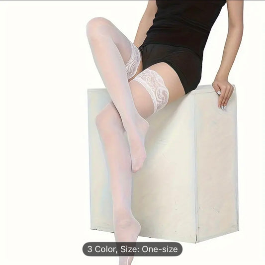 Embellished thigh high socks.