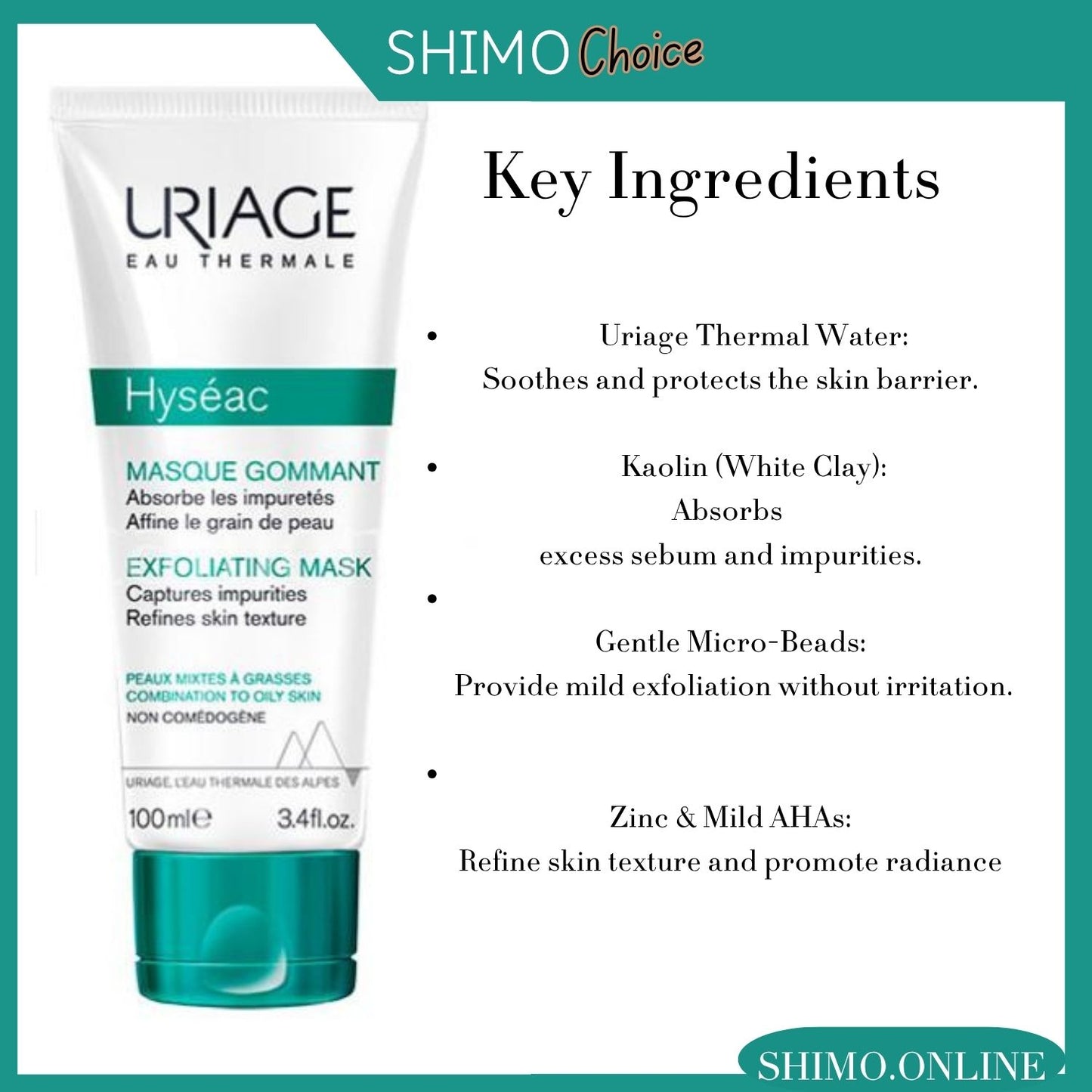 Uriage Hyséac Exfoliating Mask for Combination to Oily Skin – 100ml