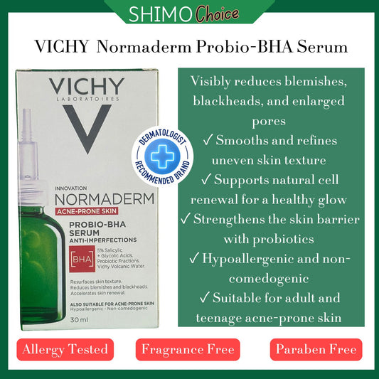 Vichy Normaderm Probio-BHA Serum 30 ml – 5% Salicylic + Glycolic Acid with Probiotic Fractions for Acne-Prone Skin