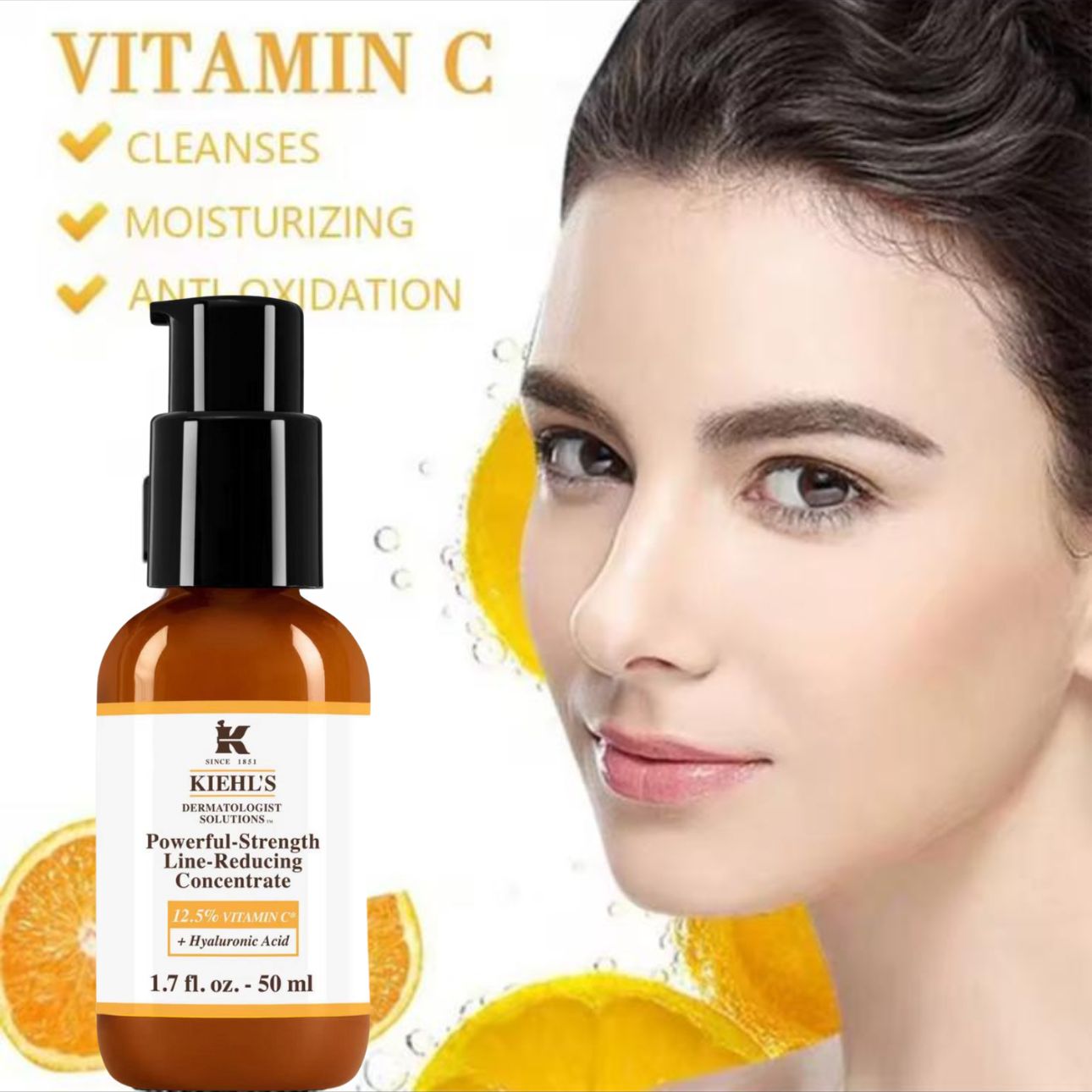 KIEHL'S - A Powerful Strength Anti-Wrinkle and Whitening Serum 30ml Reducing Line Concentrate for Face Body for Home Use for Aging Skin