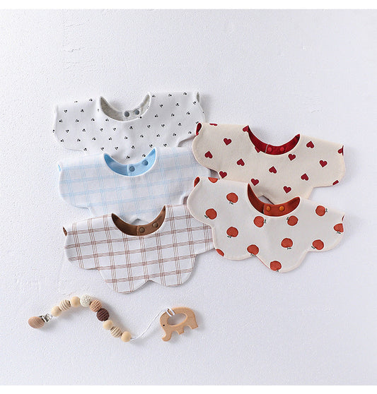 Adorable Simple Pattern Cotton Snap-on Flowers Shaped Bib-0
