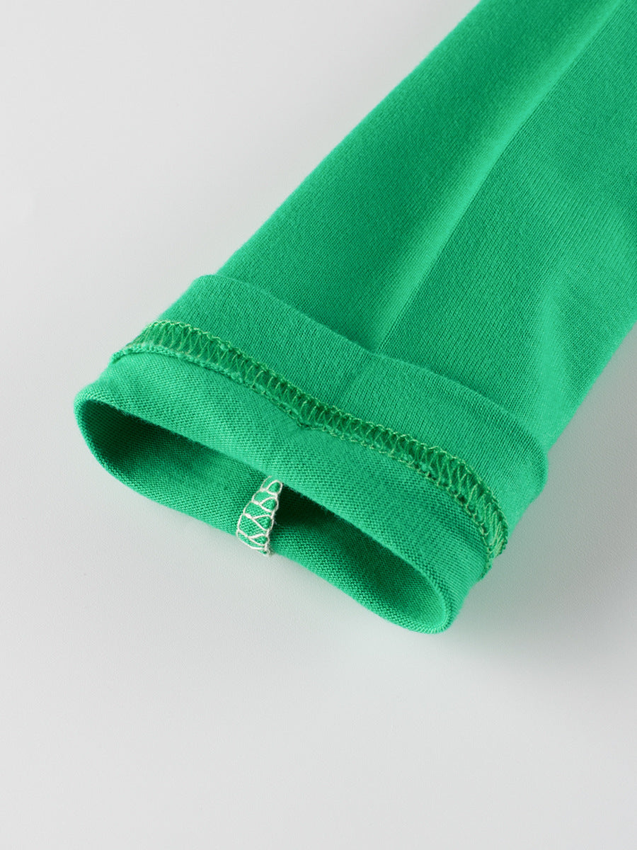 Autumn Arrival Kids Girls Cartoon Print Crew Neck Long Sleeves Color Patchwork Top-4