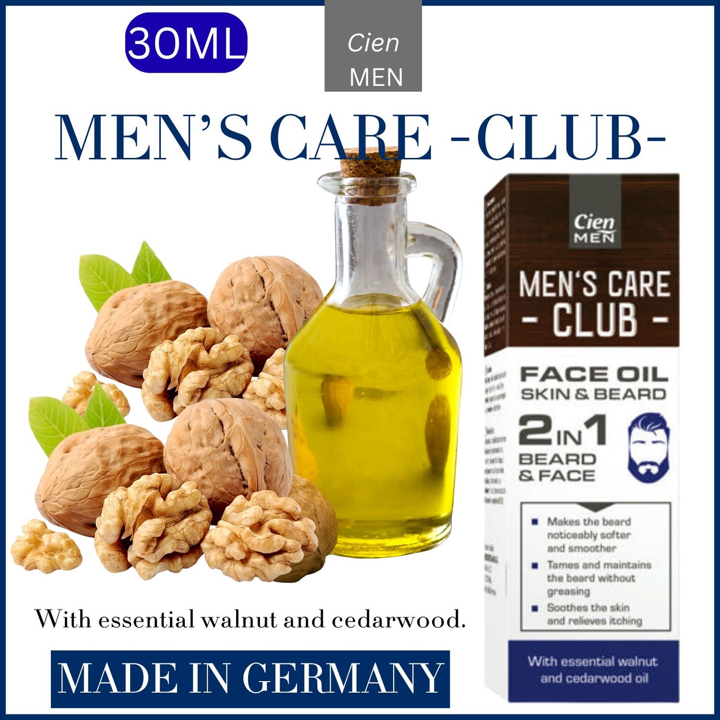 Men's Care Club - 2in1 Face and Beard Cream -30ML- GERMANY.