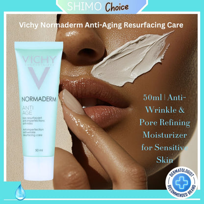 Vichy Normaderm Anti-Aging Resurfacing Care 50ml | Anti-Wrinkle & Pore Refining Moisturizer for Sensitive Skin