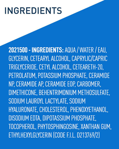 List of ingredients on a blue background with 'INGREDIENTS' at the top.