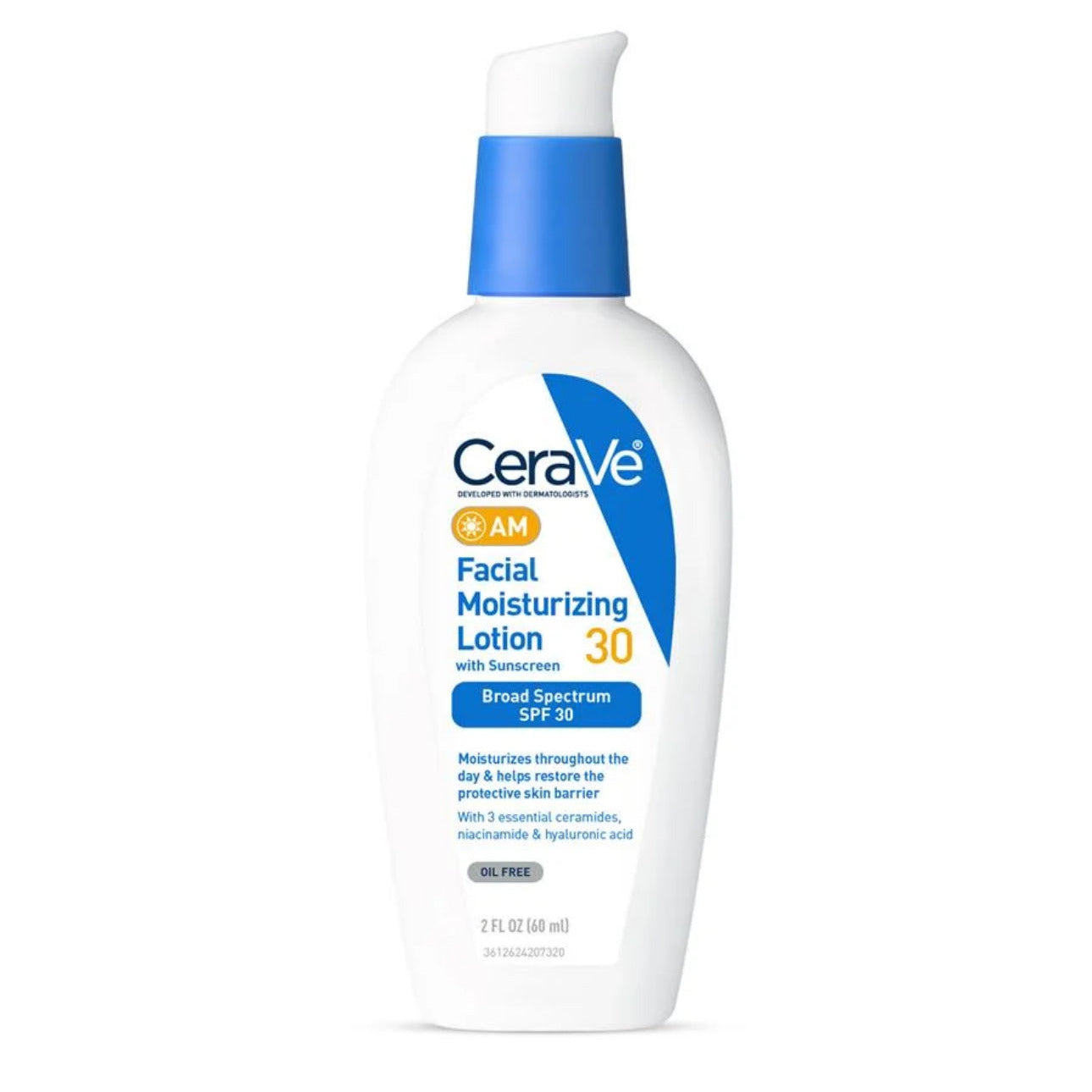 CeraVe facial moisturizing lotion with sunscreen on a white background