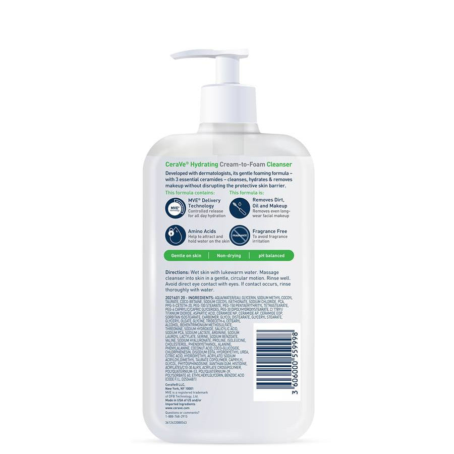Foam cleanser bottle with label on a white background