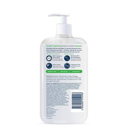 Foam cleanser bottle with label on a white background