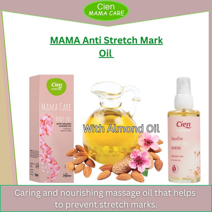 Cien Mama Care oil for the body with organic almond oil.