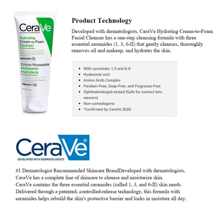 Cerave Hydrating Cream-to-Foam Cleanser