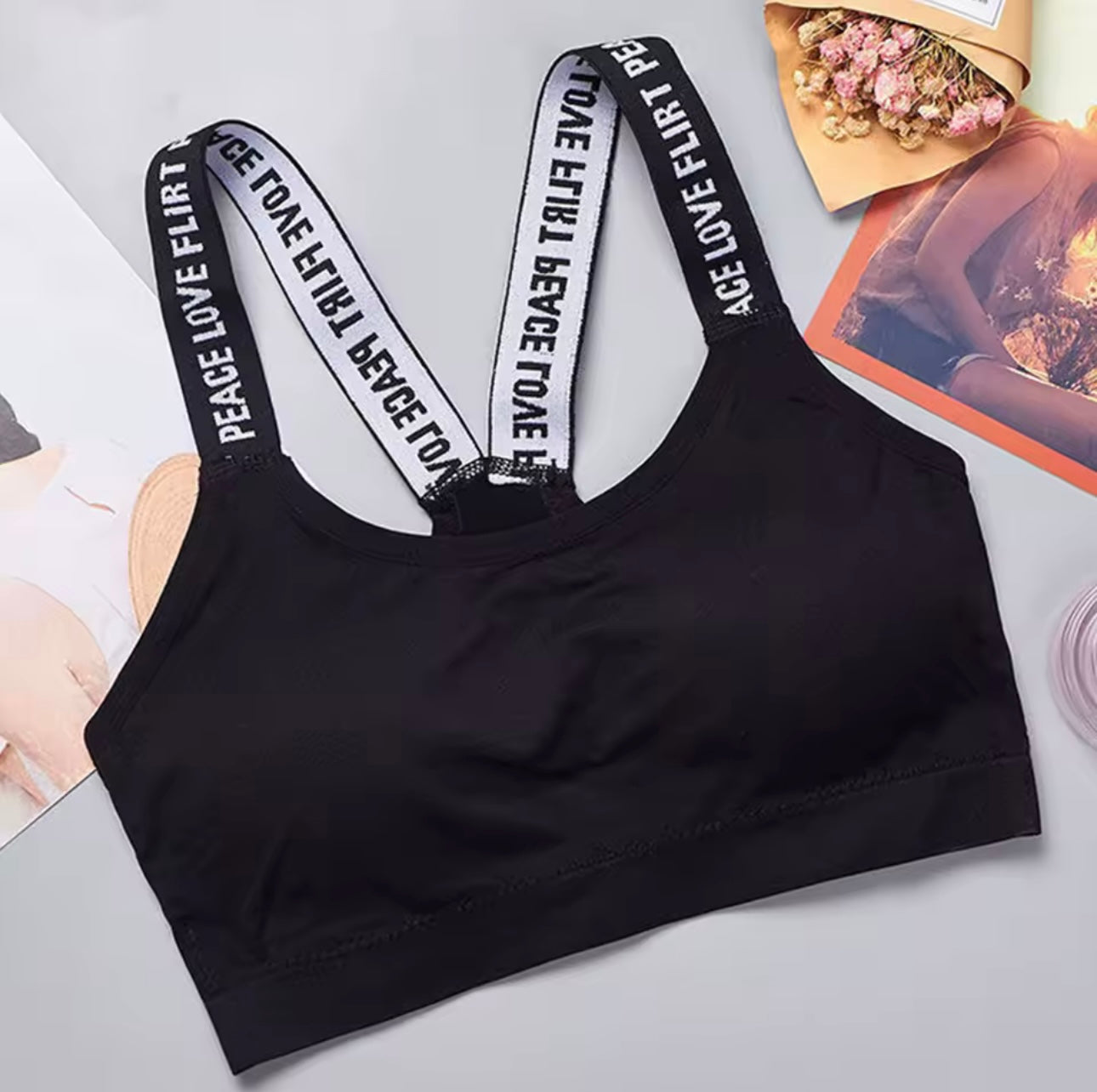 shimo/Sports Black Bras