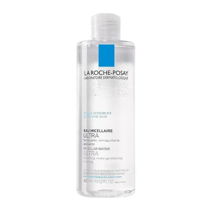 La Roche-Posay micellar water bottle on a white background