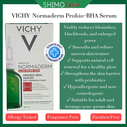 Vichy Normaderm Probio-BHA Serum 30 ml – 5% Salicylic + Glycolic Acid with Probiotic Fractions for Acne-Prone Skin