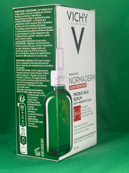 Vichy Normaderm packaging on a green background