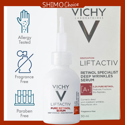 Vichy Liftactiv serum with branding and product details on a white background