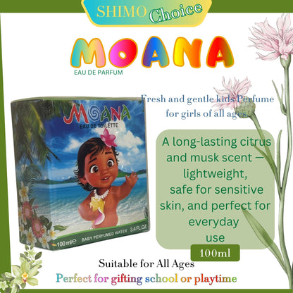 Shimo Choice Moana perfume packaging with product details and branding elements. shimo.online
