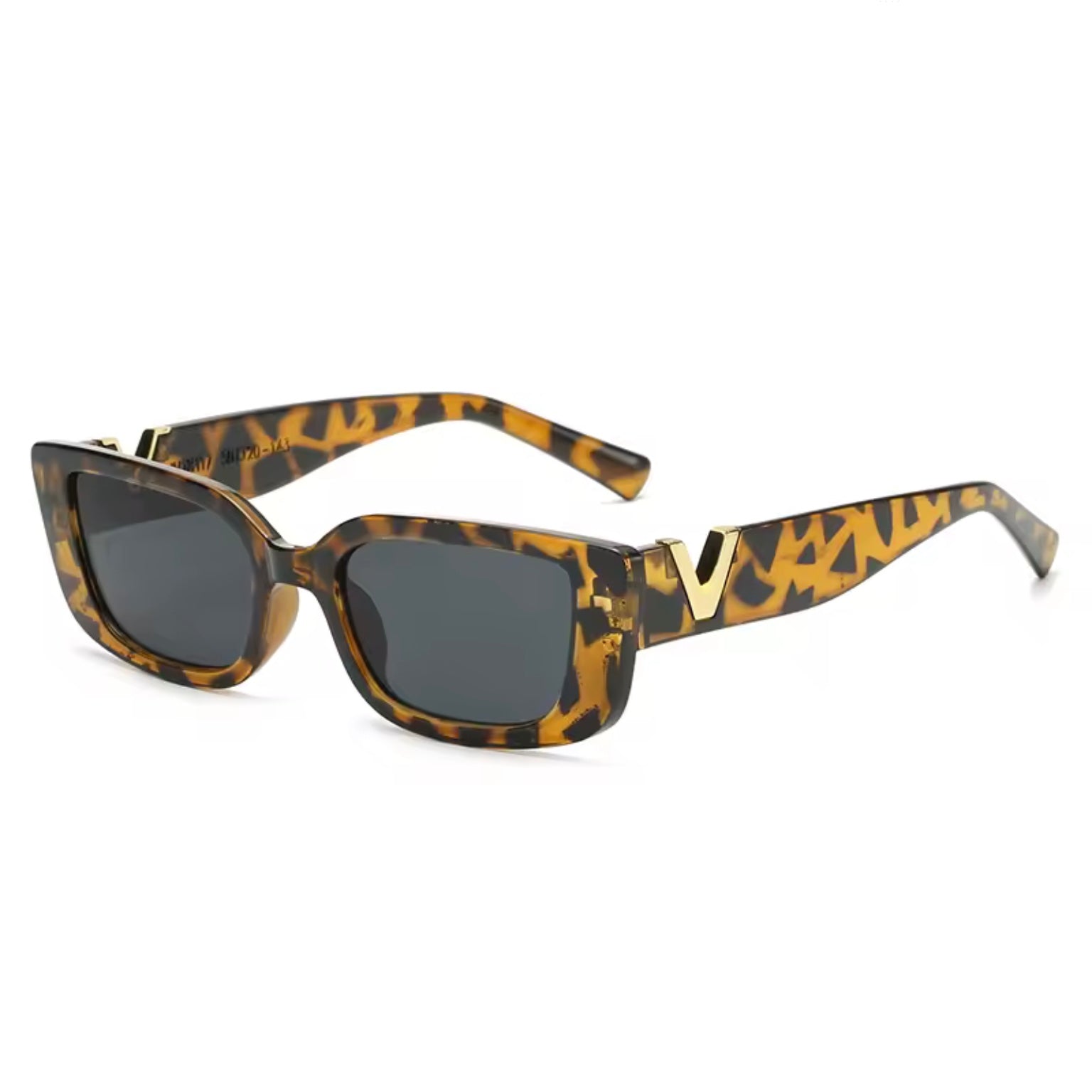 leopard print frame and dark lenses