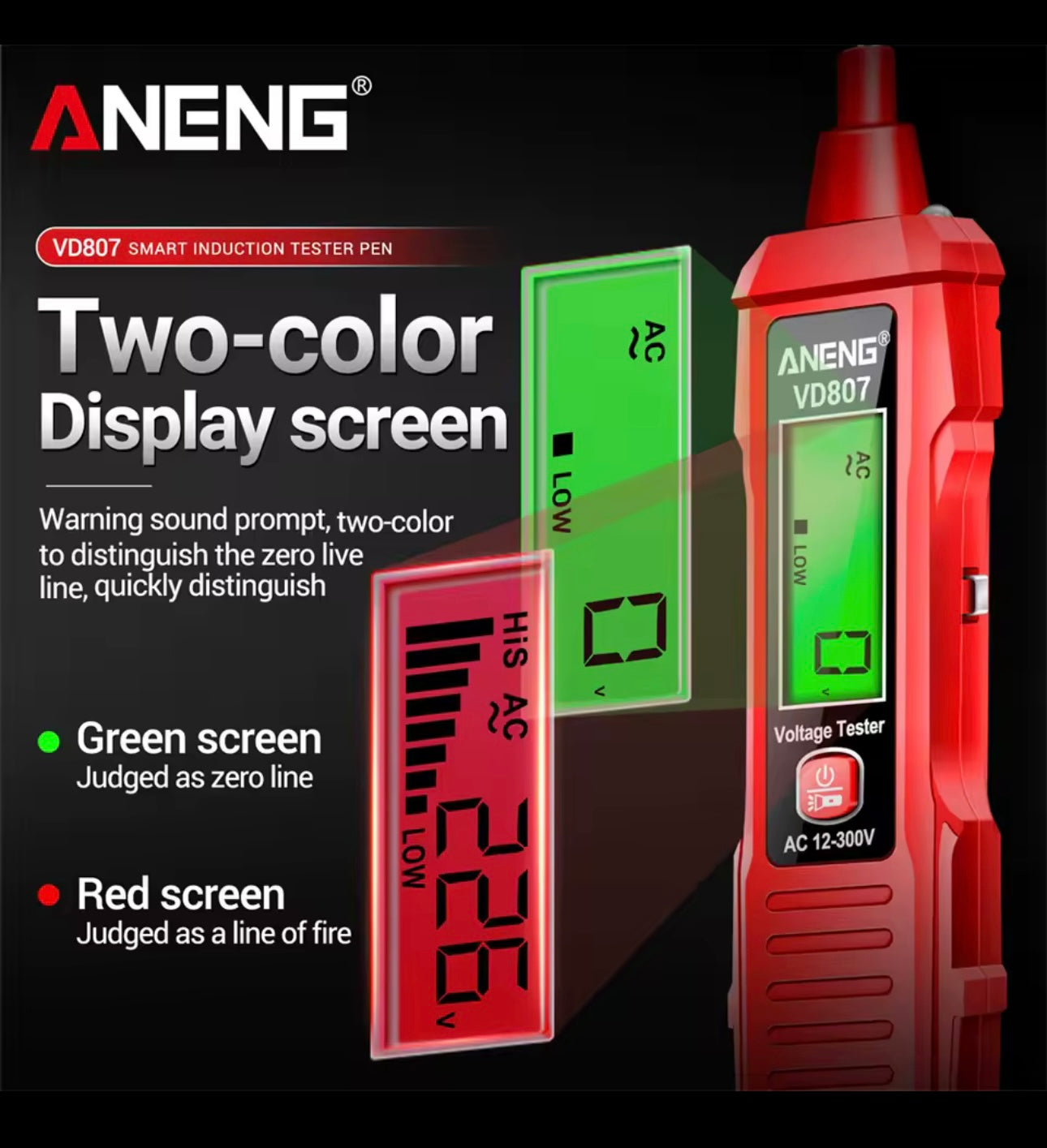 Electric Pen Tester NCV Sensor AC 12-300V Non-contact Wire Detector Tools